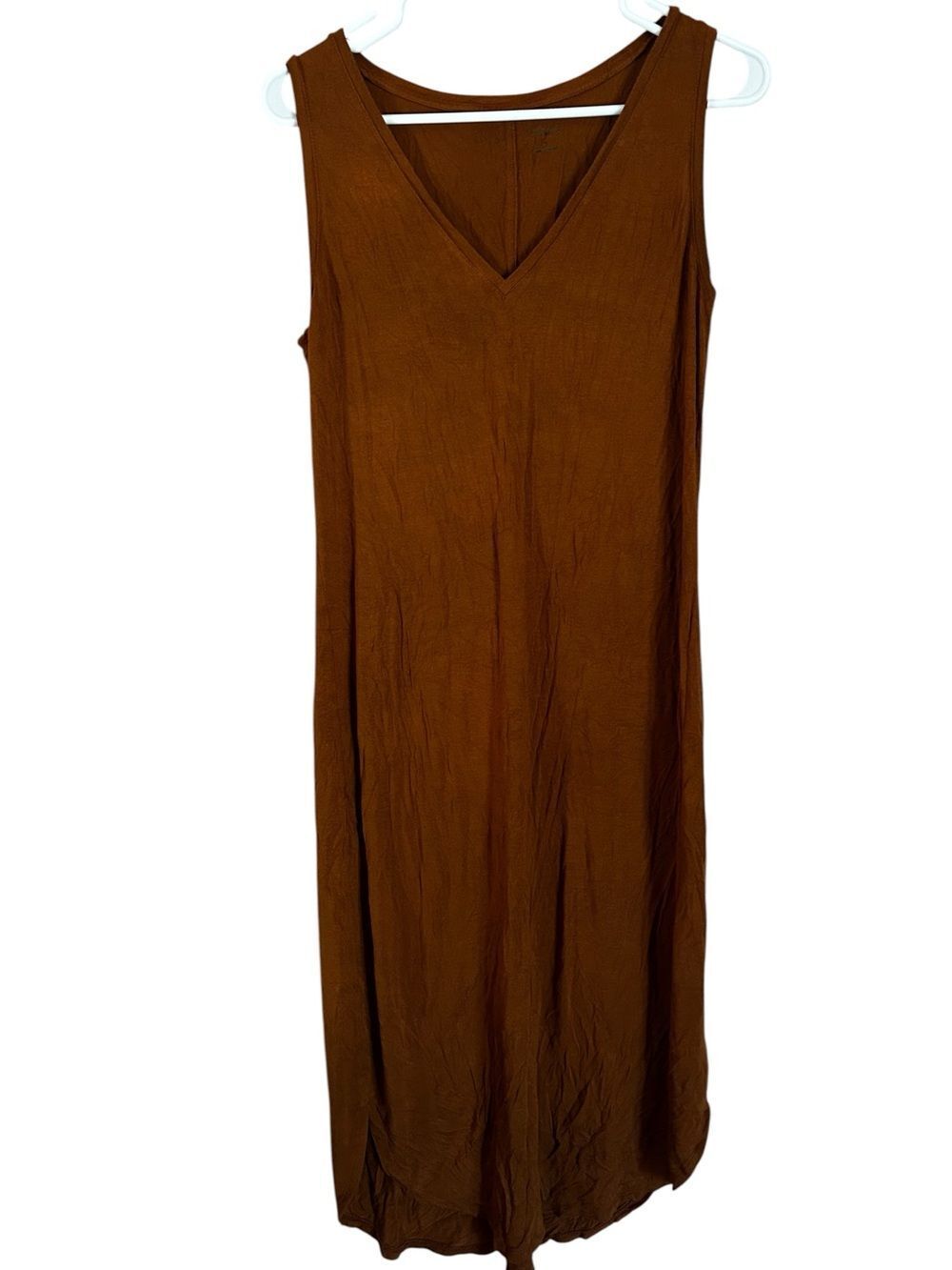 Daily rituals, brown, orange Sleeveless V-Neck Midi Dress size medium